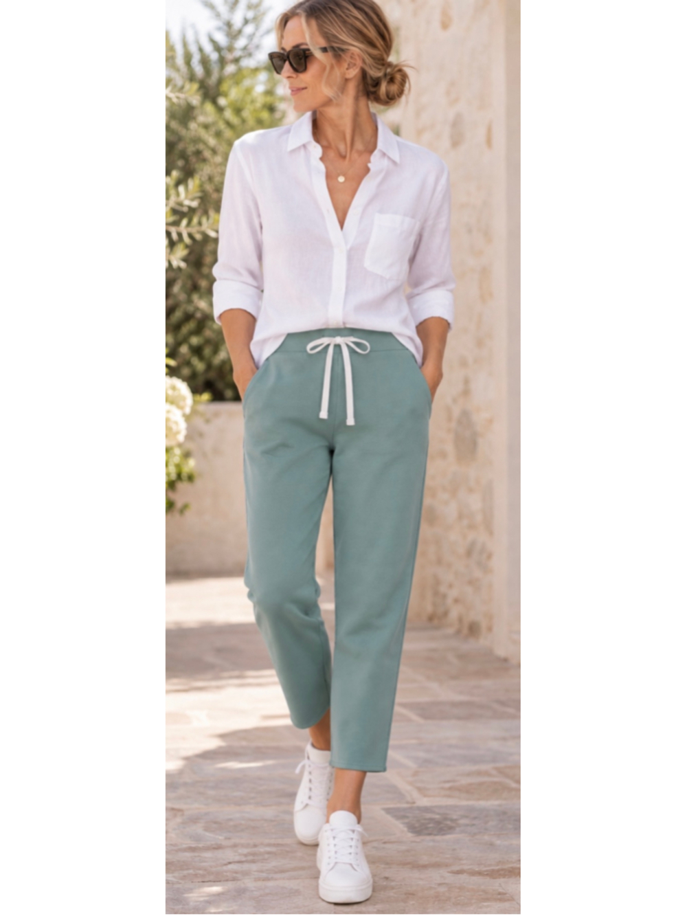 Frank & Eileen Catherine Wide-Leg Sweatpants Artichoke Green Size S New